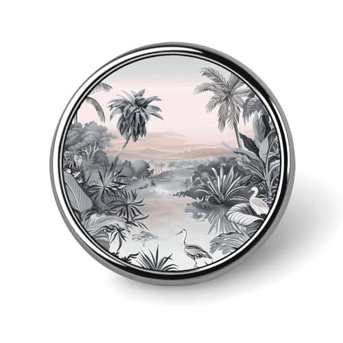 Anstecknadel mit blauem Schmetterling und Mond, rund, niedliche Krawattennadel für Hüte, Kleidung, Taschen, einzigartiges Mode-Accessoire, Geschenk für Männer und Frauen, Circular, Aluminium, Kein von GHBNK