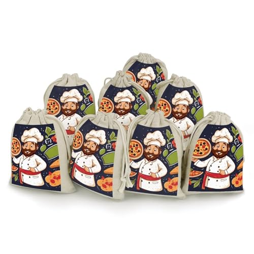 GHBNK Bunches Pocket Chef Pizza Kleine Tasche Baumwolle Kordelzug Beutel Wiederverwendbare Beuteltasche, Stil:, Einheitsgröße von GHBNK