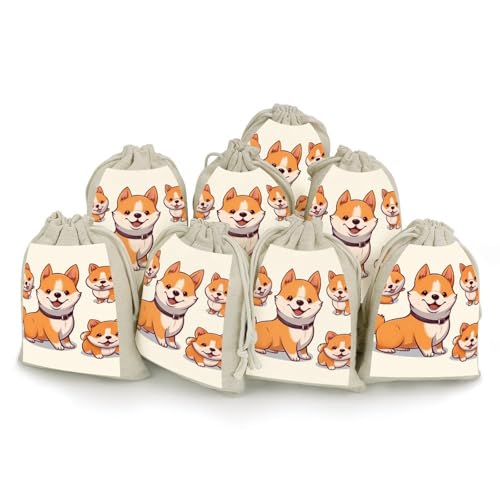 GHBNK Bunches Pocket Cute Shiba Inu Dog Small Pocket Cotton Drawstring Bags Reusable Sachet Bag, Stil:, Einheitsgröße von GHBNK