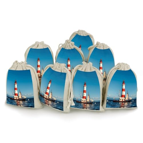 GHBNK Bunches Pocket Nautical Lighthouse Sailboat Small Pocket Cotton Drawstring Bags Reusable Sachet Bag, Stil:, Einheitsgröße von GHBNK