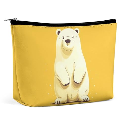 GHBNK Bunte Kosmetiktasche im Retro-Stil, tragbar, Kulturbeutel, Reise-Make-up-Tasche, Make-up-Organizer, Lippenstift-Tasche für Damen, Niedlicher Cartoon-Eisbär, Einheitsgröße GHBNK Bunte Kosmetiktasche im Retro-Stil, tragbar, Kulturbeutel, Reise-Make-up-Tasche, Make-up-Organizer, Lippenstift-Tasche für Damen, Niedlicher Cartoon-Eisbär, Einheitsgröße von GHBNK