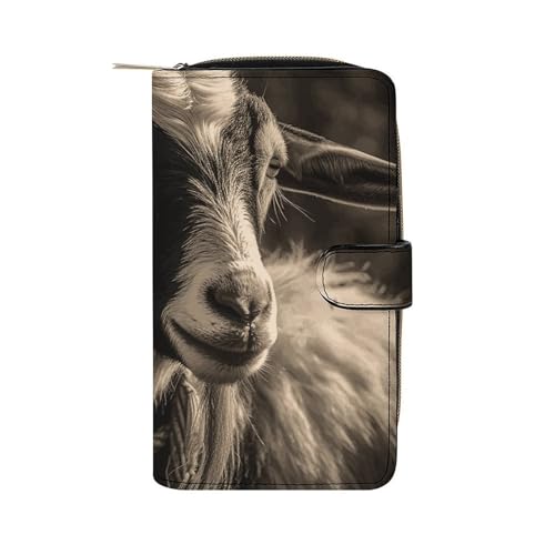 GHBNK Damen Leder Geldbörse Lange Geldbörse für Männer Affe Lemur Süße Wristlet Wallets mit 12 Kartenhalter Große Kapazität Münzfach, Schwarz-weiße Ziege, 19.7x11x3.5cm GHBNK Damen Leder Geldbörse Lange Geldbörse für Männer Affe Lemur Süße Wristlet Wallets mit 12 Kartenhalter Große Kapazität Münzfach, Schwarz-weiße Ziege, 19.7x11x3.5cm von GHBNK
