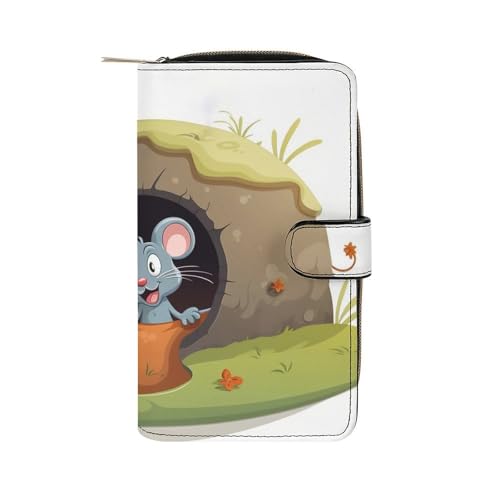 GHBNK Damen Leder Geldbörse Lange Geldbörse für Männer Coole Adler Wristlet Wallets mit 12 Kartenhalter Große Kapazität Münzfach, Das Loch, 19.7x11x3.5cm von GHBNK