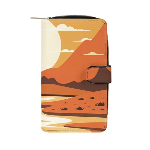 GHBNK Damen Leder Geldbörse Lange Geldbörse für Männer Handgezeichnete Wal-Handgelenk-Geldbörsen mit 12 Kartenhalter Große Kapazität Münzfach, In the Sun, 19.7x11x3.5cm von GHBNK