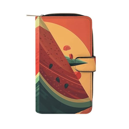 GHBNK Damen Leder Geldbörse Lange Geldbörse für Männer Handgezeichnete Wal-Handgelenk-Geldbörsen mit 12 Kartenhalter Große Kapazität Münzfach, Interessante Formen, 19.7x11x3.5cm von GHBNK