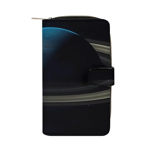 GHBNK Damen Leder Geldbörse Lange Geldbörse für Männer Handgezeichnete Wal-Handgelenk-Geldbörsen mit 12 Kartenhalter Große Kapazität Münzfach, Licht scheint auf dem Planeten, 19.7x11x3.5cm von GHBNK