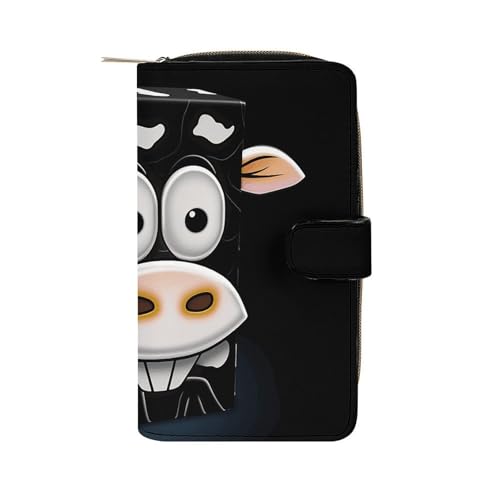 GHBNK Damen Leder Geldbörse Lange Geldbörse für Männer Little Bell mit Schleife Wristlet Wallets mit 12 Kartenhalter Große Kapazität Münzfach, Milchkarton, 19.7x11x3.5cm von GHBNK