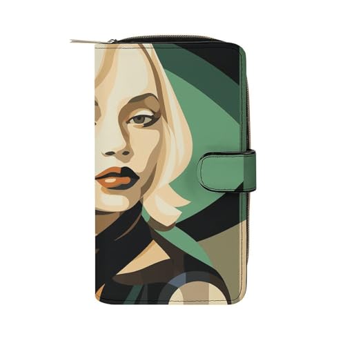 GHBNK Damen Leder Geldbörse Lange Geldbörse für Männer Nikolausmütze Geschenk und Frohe Weihnachten Wristlet Wallets mit 12 Kartenhalter Große Kapazität Münzfach, Buntes Hochformat, 19.7x11x3.5cm von GHBNK