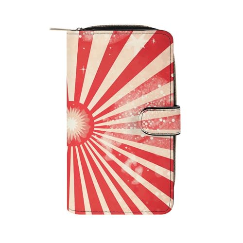 GHBNK Damen Leder Geldbörse Lange Geldbörse für Männer Patriotische Sterne Streifen Unabhängigkeitstag Wristlet Wallets mit 12 Kartenhalter Große Kapazität Münzfach, Funkelnde rote Streifen, von GHBNK