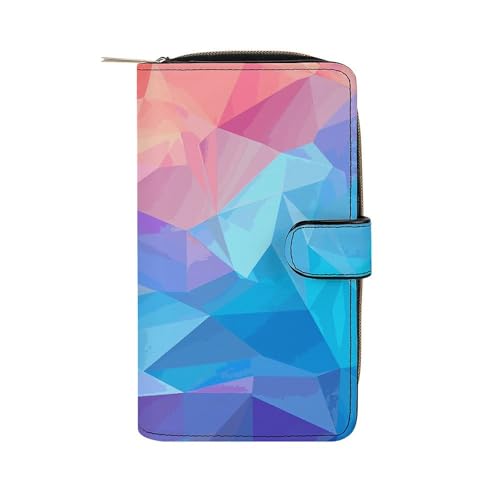 GHBNK Damen Leder Geldbörse Lange Geldbörse für Männer Rot Ball Wristlet Wallets mit 12 Kartenhalter Große Kapazität Münzfach, Quadratischer Farbverlauf, 19.7x11x3.5cm von GHBNK