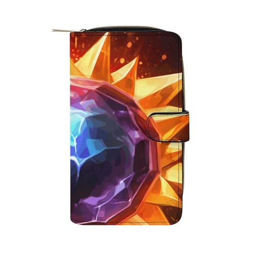 GHBNK Damen Leder Geldbörse Lange Geldbörse für Männer Show Radiance Wristlet Wallets mit 12 Kartenhalter Große Kapazität Münzfach, Show Radiance, 19.7x11x3.5cm von GHBNK