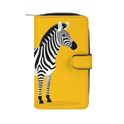 GHBNK Damen Leder Geldbörse Lange Geldbörse für Männer Show Radiance Wristlet Wallets mit 12 Kartenhalter Große Kapazität Münzfach, Simplified Zebra, 19.7x11x3.5cm von GHBNK