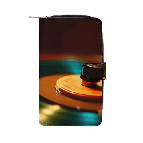 GHBNK Damen Leder Geldbörse Lange Geldbörse für Männer Sphärische Handgelenk-Geldbörsen mit 12 Kartenhalter Große Kapazität Münzfach, Drehbare Plattenplatte, 19.7x11x3.5cm von GHBNK