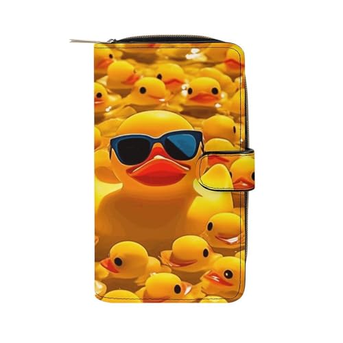 GHBNK Damen Leder Geldbörse Lange Geldbörse für Männer Zwei Stockenten Wristlet Wallets mit 12 Kartenhalter Große Kapazität Münzfach, Gelbe Ente mit Sonnenbrille, 19.7x11x3.5cm GHBNK Damen Leder Geldbörse Lange Geldbörse für Männer Zwei Stockenten Wristlet Wallets mit 12 Kartenhalter Große Kapazität Münzfach, Gelbe Ente mit Sonnenbrille, 19.7x11x3.5cm von GHBNK