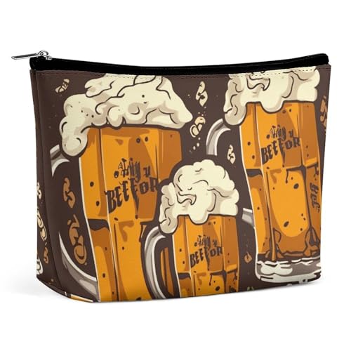 GHBNK Kosmetiktasche, tragbare Kulturbeutel, rosa Flamingo am Strand, Reise-Make-up-Tasche, Beauty-Organizer, Lippenstift-Tasche für Damen, Bier, Einheitsgröße GHBNK Kosmetiktasche, tragbare Kulturbeutel, rosa Flamingo am Strand, Reise-Make-up-Tasche, Beauty-Organizer, Lippenstift-Tasche für Damen, Bier, Einheitsgröße von GHBNK