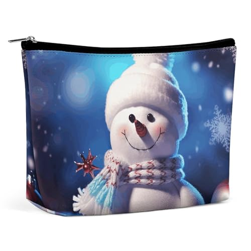 GHBNK Kosmetiktasche in Regenbogenfarben, tragbar, Kulturbeutel, Reise-Make-up-Tasche, Make-up-Organizer, Lippenstift-Tasche für Damen, Frohe Weihnachten Schneemann, Einheitsgröße von GHBNK