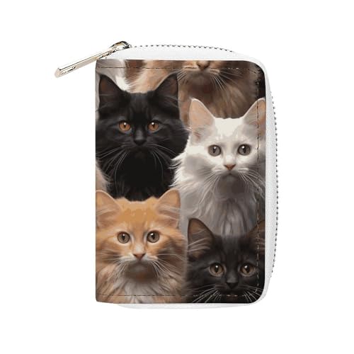 GHBNK Kreditkartenetui, Katzensammlung, Kreditkartenetuis für Damen, Visitenkarten-Organizer, Kartenhalter, Geldbörse, kleine Münzbörse, weiches PU-Kartenetui mit Reißverschluss, Stil, 16 x 11,5 cm, von GHBNK