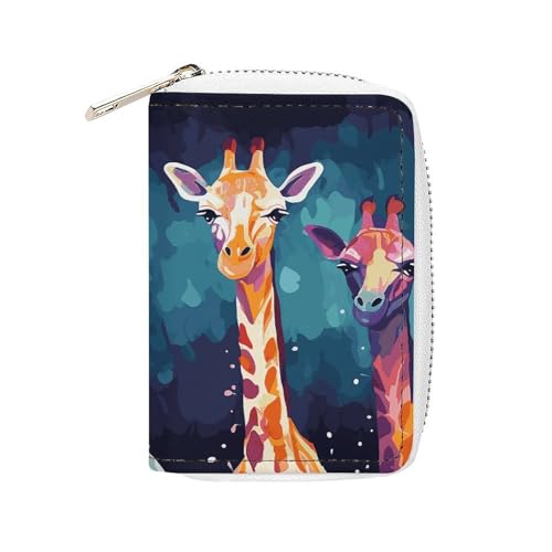 GHBNK Kreditkartenetui, bunte Giraffen-Fans, Liebhaber, Kreditkartenetuis für Frauen, Visitenkarten-Organizer, Kartenhalter, Geldbörse, kleine Münzbörse, weiches PU-Kartenetui mit Reißverschluss, von GHBNK