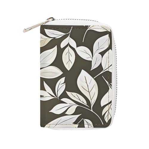 GHBNK Kreditkartenetui in Form der Blätter, Kreditkartenetuis für Damen, Visitenkarten-Organizer, Kartenhalter, Geldbörse, kleine Münzbörse, weiches PU-Kartenetui mit Reißverschluss, Stil, 16 x 11,5 von GHBNK