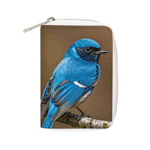 GHBNK Kreditkartenetui mit blauem Vogel für Damen, Visitenkarten-Organizer, Kartenhalter, Geldbörse, kleine Münzbörse, weiches PU-Kartenetui mit Reißverschluss, Stil, 16 x 11,5 cm, Stil:, 16x11.5cm von GHBNK