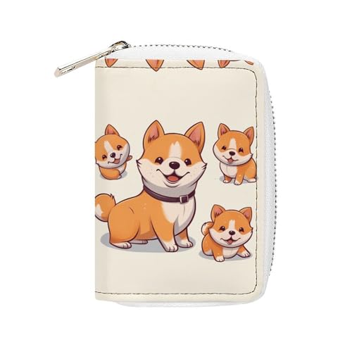 GHBNK Kreditkartenetui mit niedlichem Shiba Inu Hund, Kreditkartenetui, für Damen, Visitenkarten-Organizer, Kartenhalter, Geldbörse, kleine Münzbörse, weiches PU-Kartenetui mit Reißverschluss, Stil, von GHBNK