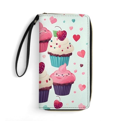 GHBNK Lange Geldbörse mit Handgelenk, für Damen, Weihnachtsmannmütze, Geschenk und Frohe Weihnachten, Ledergeldbörsen mit Reißverschluss-Halter, großes Fassungsvermögen, Münzfach, von GHBNK