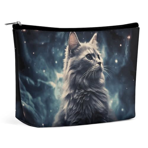 GHBNK Make-up-Tasche für Damen, tragbare Kosmetiktasche, eine Katze im Nebel, Reise-Make-up-Organizer, Kulturbeutel, Stil, Einheitsgröße, Stil:, Einheitsgröße GHBNK Make-up-Tasche für Damen, tragbare Kosmetiktasche, eine Katze im Nebel, Reise-Make-up-Organizer, Kulturbeutel, Stil, Einheitsgröße, Stil:, Einheitsgröße von GHBNK