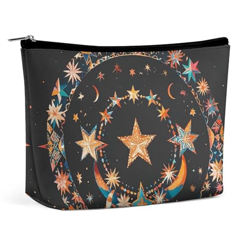 GHBNK Wunderschöne Kosmetiktasche mit Sternen und Mond, tragbare Kulturtasche, Reise-Make-up-Tasche, Make-up-Organizer, Lippenstift-Tasche für Damen, Wunderschöne Sterne und Mond, Einheitsgröße von GHBNK
