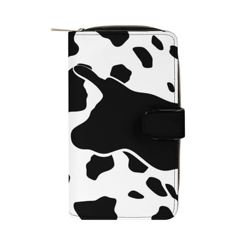 Geldbörse Damen Leder Lang Geldbörse für Männer Zwei Delfine im Wasser Wristlet Geldbörsen mit 12 Kartenhalter Große Kapazität Münzfach, Schwarz-weißer Kuhdruck, 19.7x11x3.5cm Geldbörse Damen Leder Lang Geldbörse für Männer Zwei Delfine im Wasser Wristlet Geldbörsen mit 12 Kartenhalter Große Kapazität Münzfach, Schwarz-weißer Kuhdruck, 19.7x11x3.5cm von GHBNK