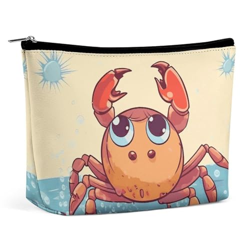 Kosmetiktasche, Motiv: Grand C in Italien, tragbare Kulturtasche, Reise-Make-up-Tasche, Make-up-Organizer, Lippenstift-Tasche für Damen, Sommer-Cartoon-Krabbe, Einheitsgröße von GHBNK