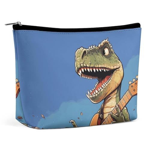 Make-up-Tasche für Damen, tragbare Kosmetiktasche, Dinosaurier, Spielgitarre, Reise-Make-up-Koffer, Organizer, Kulturbeutel, Stil, Einheitsgröße, Stil:, Einheitsgröße von GHBNK