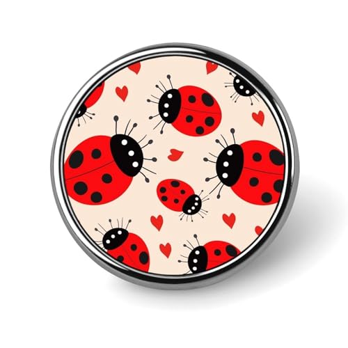 Marienkäfer-Brosche, rund, niedlich, Krawattennadel für Hüte, Kleidung, Taschen, einzigartiges Mode-Accessoire, Geschenk für Männer und Frauen, rund, Aluminium, kein Edelstein von GHBNK