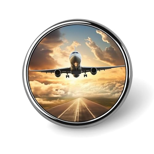 Runde Anstecknadel im Flugzeug, niedliche Krawattennadel für Hüte, Kleidung, Taschen, einzigartiges Mode-Accessoire, Geschenk für Männer und Frauen, rund, Aluminium, kein Edelstein von GHBNK