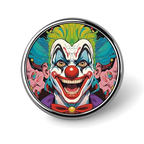 Runde Anstecknadel mit Clowns-Motiv, niedliche Krawattennadel für Hüte, Kleidung, Taschen, einzigartiges Mode-Accessoire, Geschenk für Männer und Frauen, rund, Aluminium, kein Edelstein von GHBNK