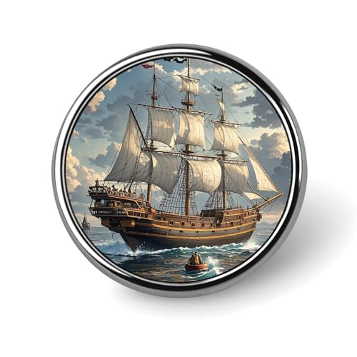 Rustikale Anstecknadel mit Steinmauer, rund, niedliche Krawattennadel für Hüte, Kleidung, Taschen, einzigartiges Mode-Accessoire, Geschenk für Männer und Frauen, rund, Aluminium, kein Edelstein von GHBNK