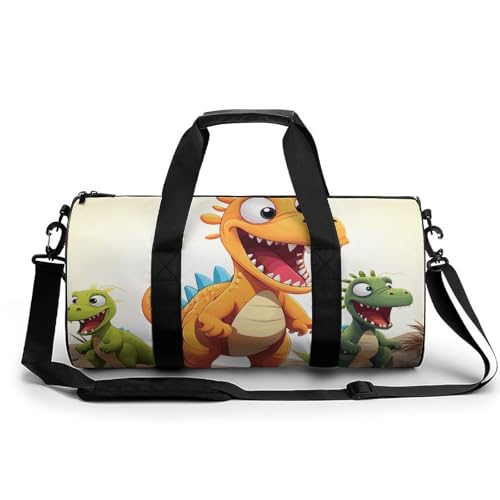 Turnbeutel für Herren und Damen, Violine, Notenblätter, Seesack, Übernachtungstasche mit Fach, Turnbeutel, Cartoon-Dinosaurier-Bilder., 17.7in/9in/9in von GHBNK