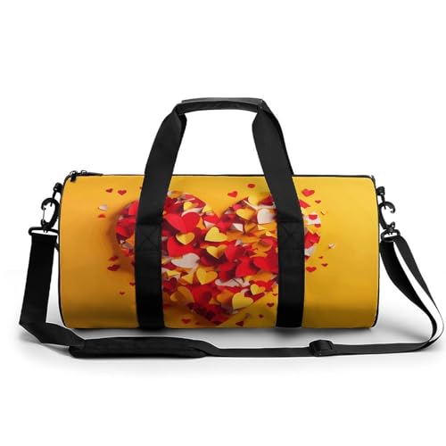 Turnbeutel für Männer und Frauen, Nikolausmütze, Geschenk und Frohe Weihnachten, Seesack, Übernachtungstasche mit Fach, Turnbeutel, Aus Herzform, 17.7in/9in/9in von GHBNK