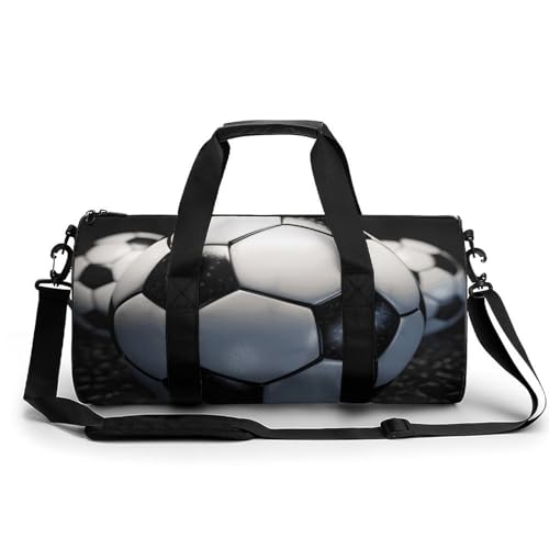 Turnbeutel für Männer und Frauen, Nikolausmütze, Geschenk und Frohe Weihnachten, Seesack, Übernachtungstasche mit Fach, Turnbeutel, Fußballball, 17.7in/9in/9in von GHBNK