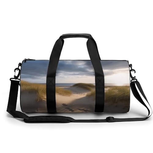 Turnbeutel für Männer und Frauen, Nikolausmütze, Geschenk und Frohe Weihnachten, Seesack, Übernachtungstasche mit Fach, Turnbeutel, Stranddünen, 17.7in/9in/9in von GHBNK