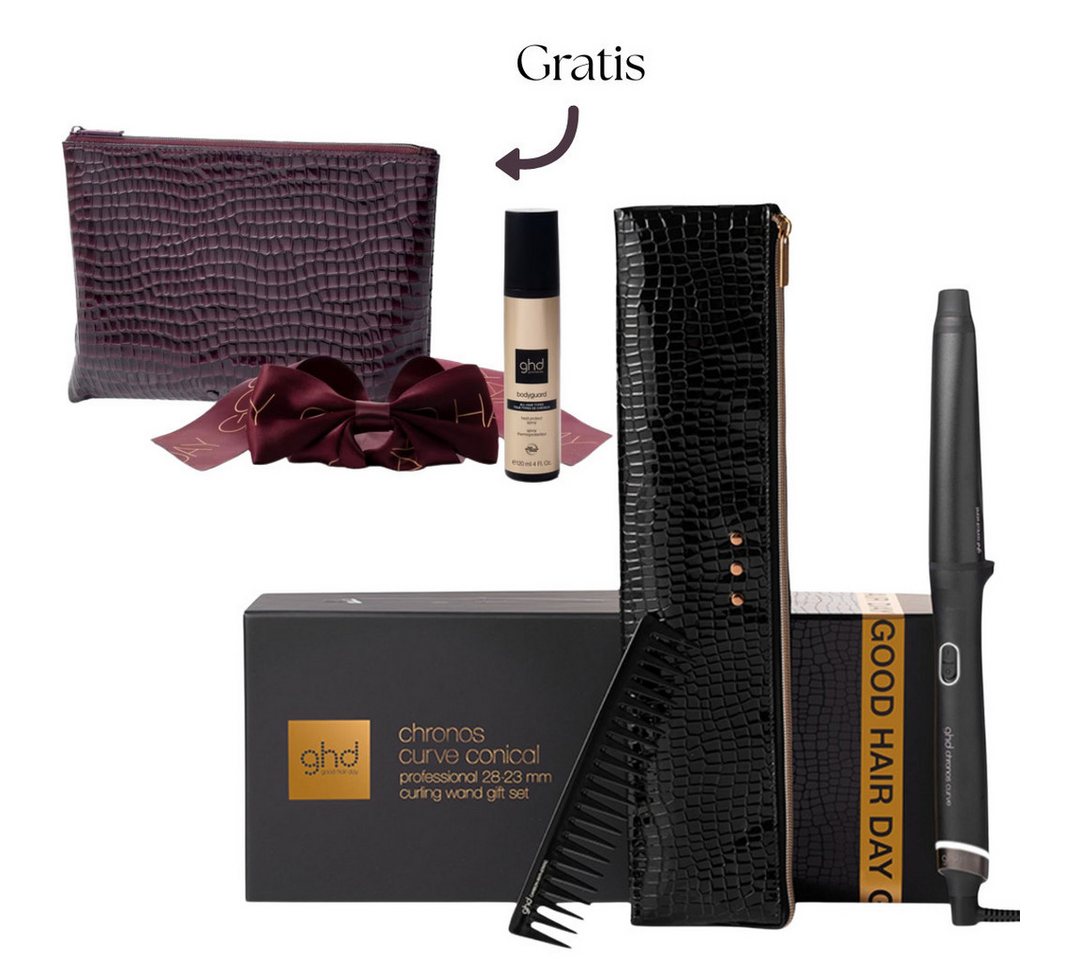 GHD Lockenstab Chronos Curve Conical Curling Wand Gift Set mit gratis Style Set von GHD