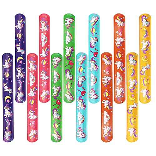 GHEART Schnapparmband Kinder Slap Armbänder Mitgebsel Kindergeburtstag Rennen, Armbänder 12Pcs, Einhorn, Kinder Jungen Mädchen Birthday, Schnapparmbänder Party Mitgebsel von GHEART