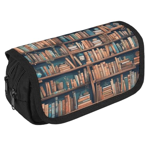 Cartoon-Bücherregal, Bücherwurm, Federmäppchen, Organizer, große Kapazität, niedliches Stifteetui mit 3 Fächern, Bürobedarf, große Bleistifttasche mit Reißverschluss, Stoffstifttasche für Erwachsene Cartoon-Bücherregal, Bücherwurm, Federmäppchen, Organizer, große Kapazität, niedliches Stifteetui mit 3 Fächern, Bürobedarf, große Bleistifttasche mit Reißverschluss, Stoffstifttasche für Erwachsene von GHENBLT