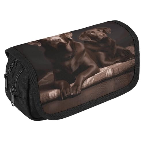 Federmäppchen, braunes Labrador-Retriever-Federmäppchen, Organizer, großes Fassungsvermögen, niedliches Stifteetui mit 3 Fächern, Bürobedarf, großes Federmäppchen mit Reißverschluss, Stoffstifttasche Federmäppchen, braunes Labrador-Retriever-Federmäppchen, Organizer, großes Fassungsvermögen, niedliches Stifteetui mit 3 Fächern, Bürobedarf, großes Federmäppchen mit Reißverschluss, Stoffstifttasche von GHENBLT