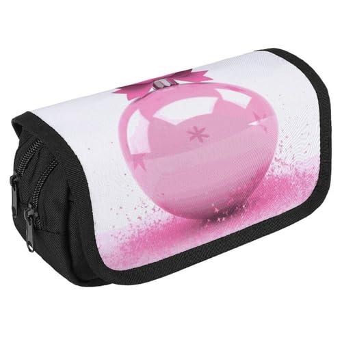 Federmäppchen mit Weihnachtsbällen und großem Fassungsvermögen, niedliches Stiftetui mit 3 Fächern, Bürobedarf, große Bleistifttasche mit Reißverschluss, Stoffstifttasche für Erwachsene, tragbare von GHENBLT