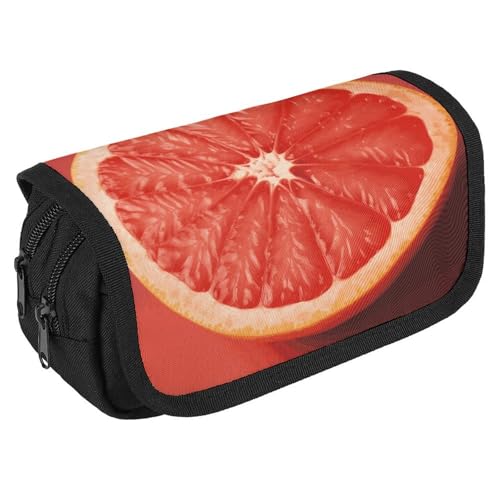 Federmäppchen mit gereiftem Grapefruit-Scheiben-Design, großes Fassungsvermögen, niedliches Stifteetui mit 3 Fächern, Bürobedarf, große Bleistifttasche mit Reißverschluss, Stoffstifttasche für von GHENBLT