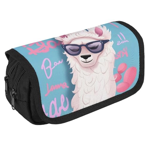 GHENBLT Cool Liama Federmäppchen, Organizer, großes Fassungsvermögen, niedliches Stifteetui mit 3 Fächern, Bürobedarf, große Bleistifttasche mit Reißverschluss, Stoffstifttasche für Erwachsene GHENBLT Cool Liama Federmäppchen, Organizer, großes Fassungsvermögen, niedliches Stifteetui mit 3 Fächern, Bürobedarf, große Bleistifttasche mit Reißverschluss, Stoffstifttasche für Erwachsene von GHENBLT