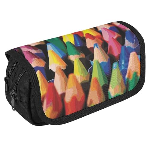 GHENBLT Crayons Federmäppchen, Organizer, großes Fassungsvermögen, niedliches Stifteetui mit 3 Fächern, Bürobedarf, große Bleistifttasche mit Reißverschluss, Stoffstifttasche für Erwachsene, tragbare von GHENBLT