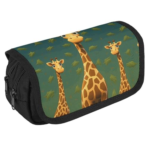 GHENBLT Federmäppchen mit Cartoon-Giraffe, großes Fassungsvermögen, niedliches Stifteetui mit 3 Fächern, Bürobedarf, große Bleistifttasche mit Reißverschluss, Stoffstifttasche für Erwachsene, tragbare GHENBLT Federmäppchen mit Cartoon-Giraffe, großes Fassungsvermögen, niedliches Stifteetui mit 3 Fächern, Bürobedarf, große Bleistifttasche mit Reißverschluss, Stoffstifttasche für Erwachsene, tragbare von GHENBLT