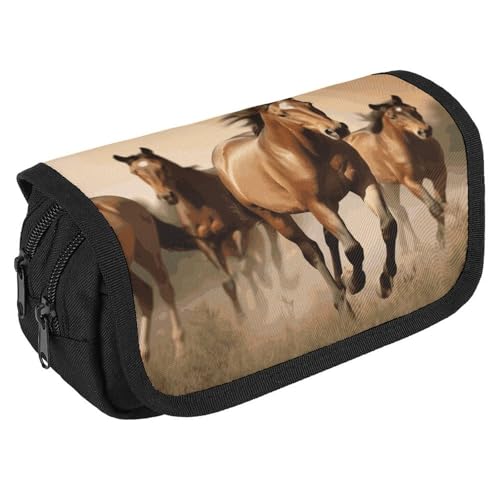 GHENBLT Federmäppchen mit Pferdemotiv, großes Fassungsvermögen, niedliches Stifteetui mit 3 Fächern, Bürobedarf, große Bleistifttasche mit Reißverschluss, Stoffstifttasche für Erwachsene, tragbare GHENBLT Federmäppchen mit Pferdemotiv, großes Fassungsvermögen, niedliches Stifteetui mit 3 Fächern, Bürobedarf, große Bleistifttasche mit Reißverschluss, Stoffstifttasche für Erwachsene, tragbare von GHENBLT
