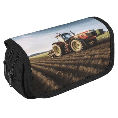GHENBLT Federmäppchen mit Traktor-Farm-Motiv, großes Fassungsvermögen, niedliches Stifteetui mit 3 Fächern, Bürobedarf, große Bleistifttasche mit Reißverschluss, Stoffstifttasche für Erwachsene GHENBLT Federmäppchen mit Traktor-Farm-Motiv, großes Fassungsvermögen, niedliches Stifteetui mit 3 Fächern, Bürobedarf, große Bleistifttasche mit Reißverschluss, Stoffstifttasche für Erwachsene von GHENBLT